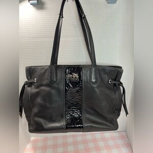 Coach Black and Glossy Leather Tote